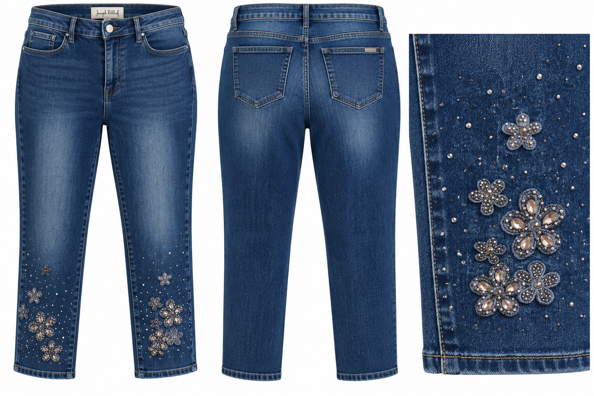 Joseph Ribkoff Embellished Cropped Jeans