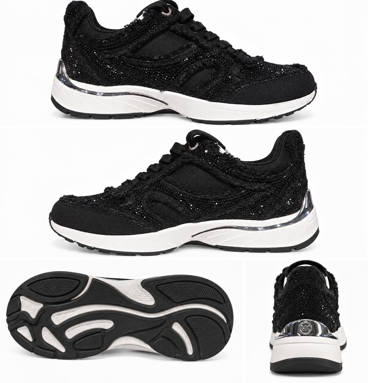 Black Lace-Up Athletic Sneakers Riley Trainer